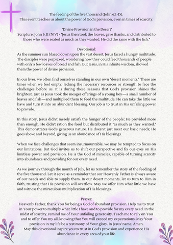 "The Feeding of the Five Thousand"  Devotional (John 6: 1-15)