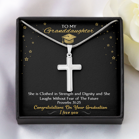 GrandDaughter Graduate Proverbs Cross Necklace